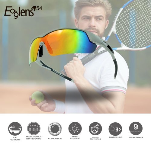 Eaglens.54 Outdoor Sports Polarized Sunglasses for Men and Women, TR90 Frame, UV400 Protection, With Case, for Fishing Golf Hiking and Cycling