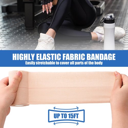 Geiserailie 12 Rolls 4 Inches Elastic Tape Adhesive Elastic Tape Self Adhesive Bandage Wrap Flexible Stretch Bandages for Sports Ankle, Knee and Wrist Animal Pets Protection, 5 Yards