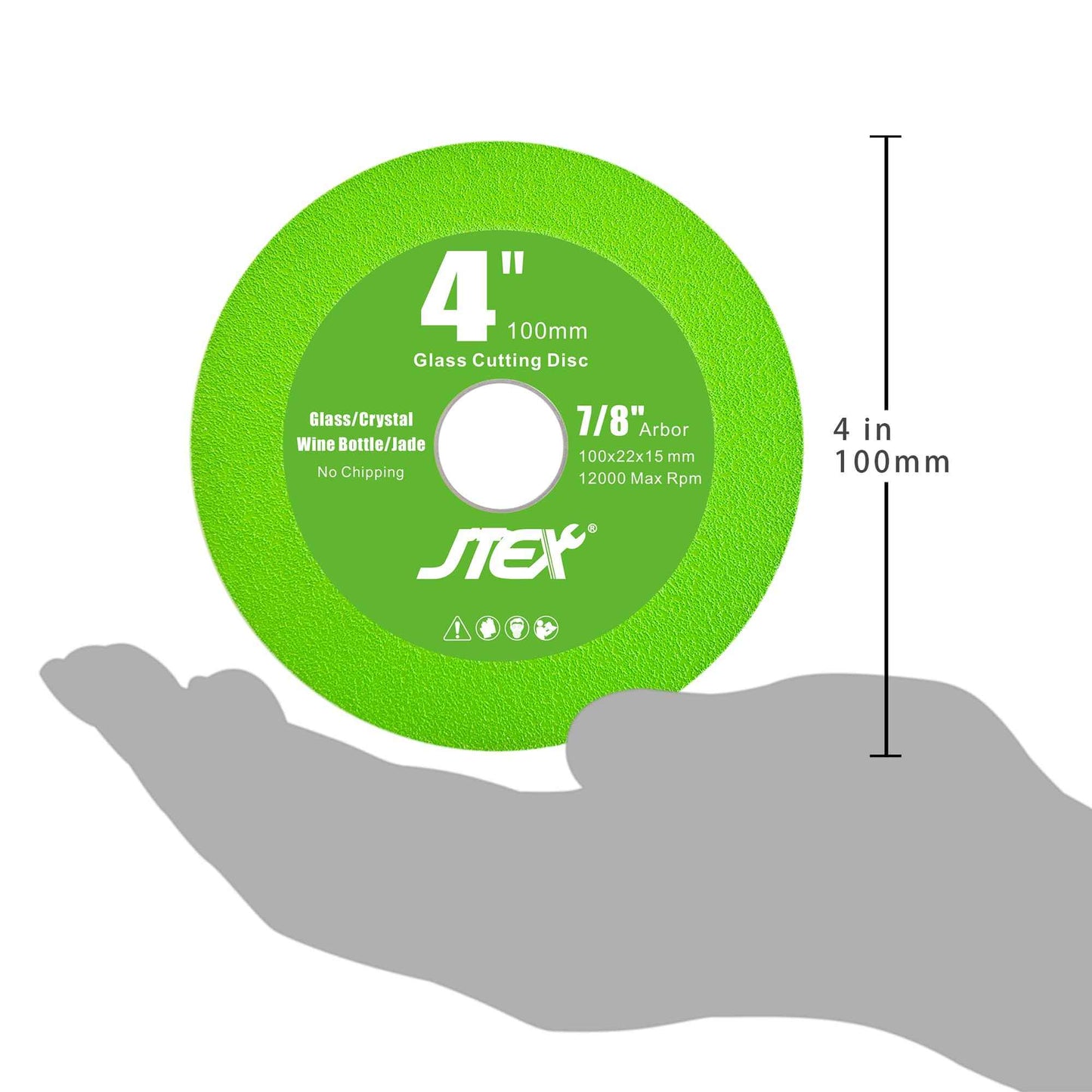 JTEX 4 Inch Ultra-Thin Diamond Glass Cutting Discs (3-Pack) - Suitable for Angle Grinders, Cutting Wine Bottles, Glass, Jade, and More