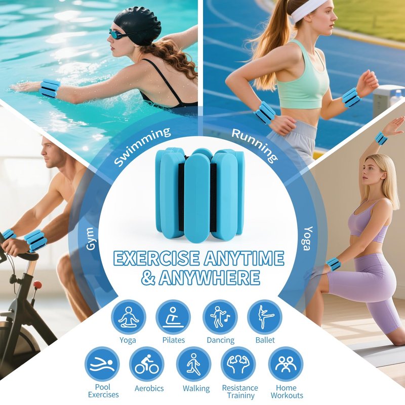 Wrist Weights – Adjustable Ankle Wrist Weights for Women & Men – Set of Weighted Bangles 2 lbs (1 lb Each) | Arm and Leg Weights for Pilates, Yoga, Running & Walking (Purple)