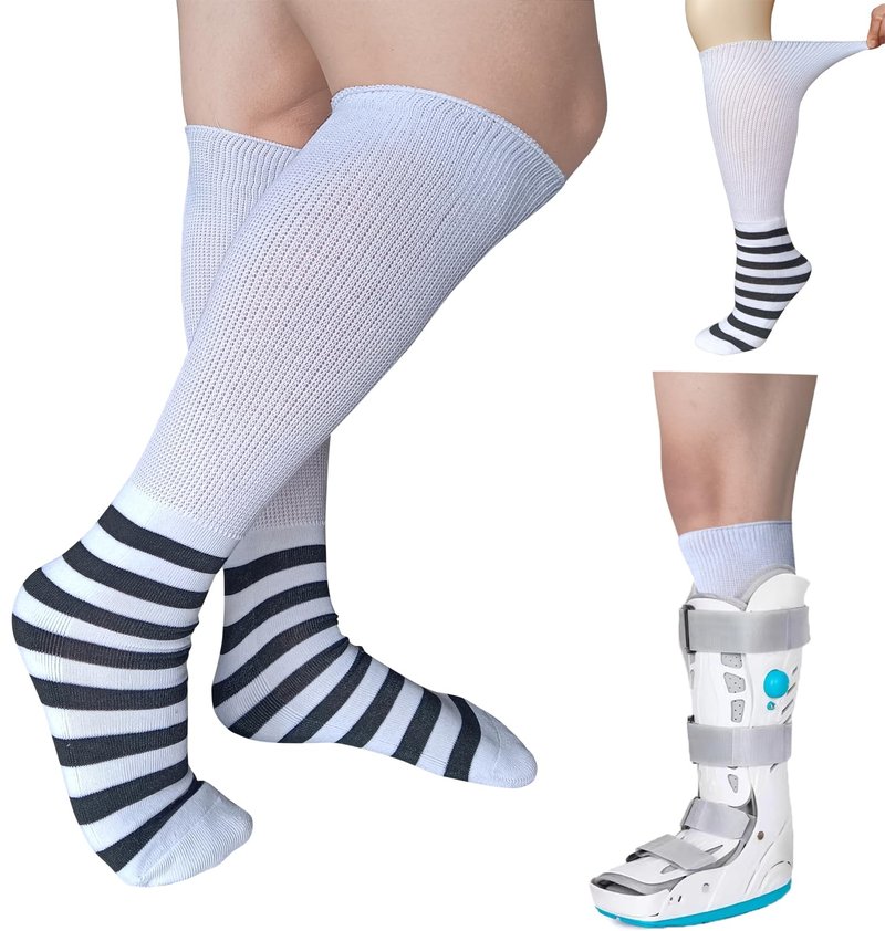 CIRZUEX 2 Pairs Walking Boot Socks Replacement Liner for Air cast Walking Boot Fracture Surgical Orthopedics Socks Knee High