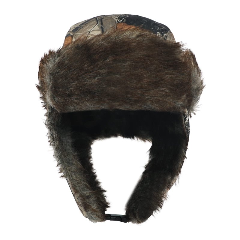 Winter Trapper Hat with Ear Flaps Fallen Leaf Camo Hunting Cap Faux Fur Ushanka Russian Warm Hats Unisex Windproof Cold Weather Hunter's Hat for Fishing, Skiing, Hiking, Camping