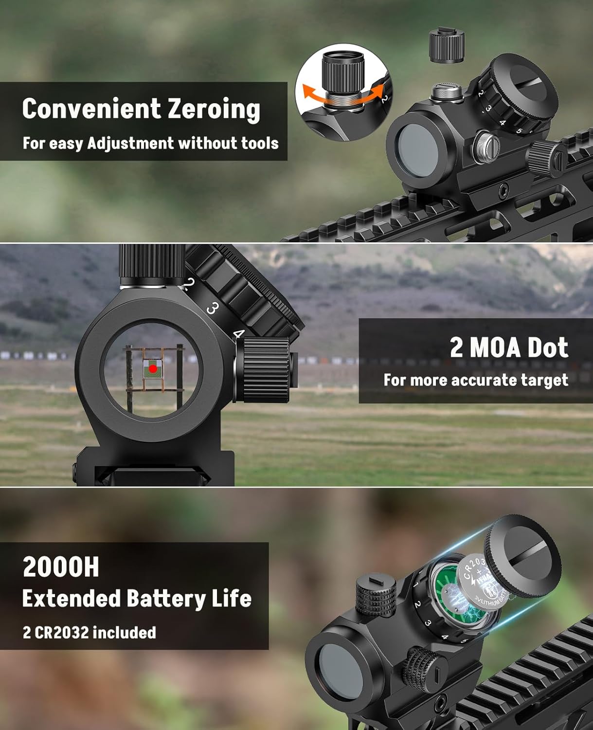 MidTen Red Dot Sight - 2 MOA Waterproof & Fogproof Optics | Compact 1x20mm for 21mm Picatinny Rail