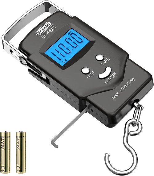 Dr.meter Fishing Scale - 110lb Digital Luggage Scale with Backlit LCD & Measuring Tape | Compact & Portable