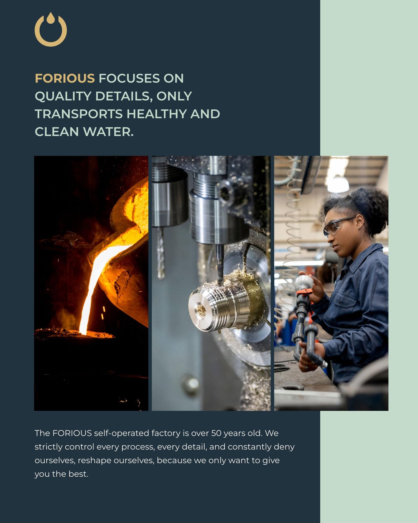 FORIOUS Upgrade Brushed Gold Bathroom Faucets 3 Hole, 8 Inch Widespread Waterfall Bathroom Sink Faucet Two Handle with CUPC Hose and Metal Pop-up Drain for Lavatory, Farmhouse, Rv Remodel