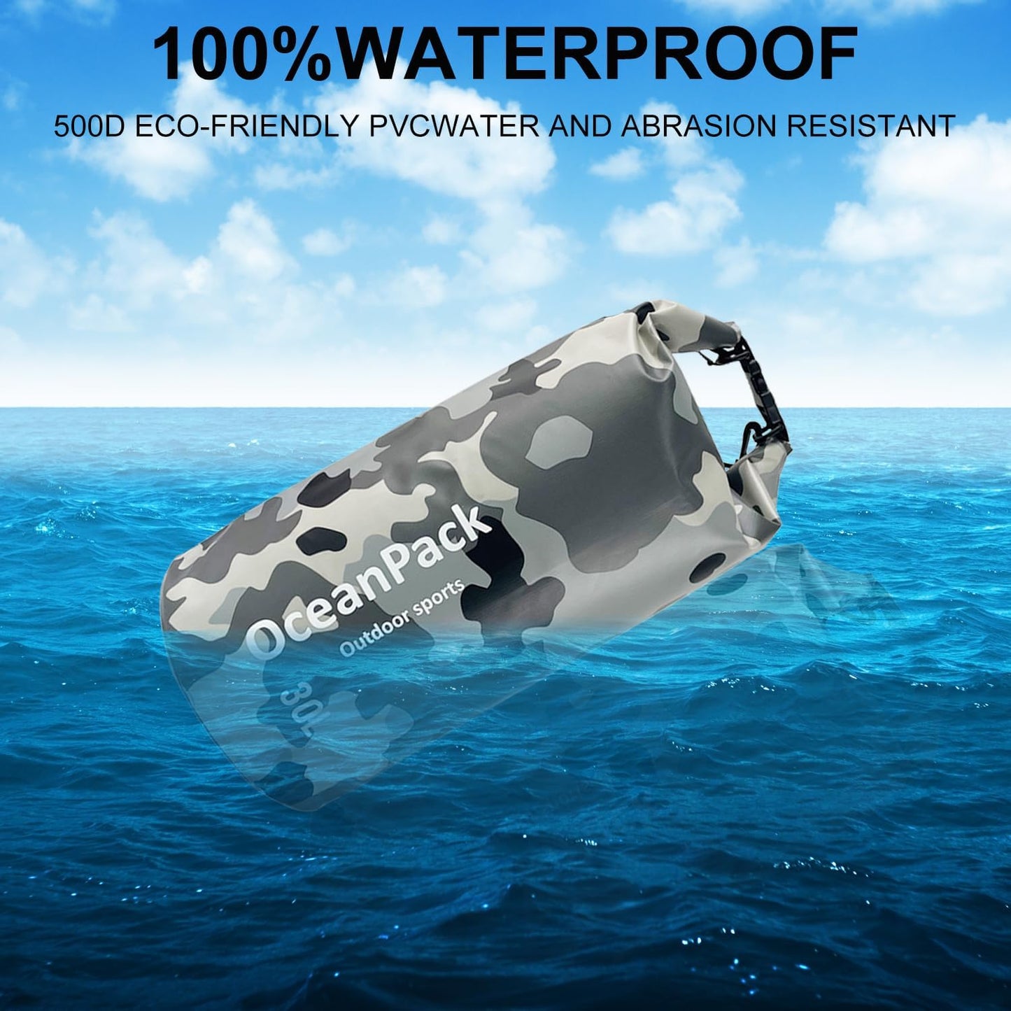 Skiennix Waterproof Dry Bag - Versatile Dry Sack for Kayaking, Rafting, and Beach Use | 2L/5L/10L/20L/30L Sizes