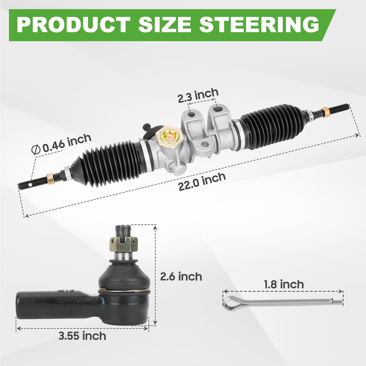 10L0L Golf Cart Steering Gear Box Assembly Replaces Part OEM# 601500 618329 for EZGO RXV 2008-Up Gas and Electric Carts Whit 2 Pcs Tie Rod Ends, Steering Rack Gear Box Assembly