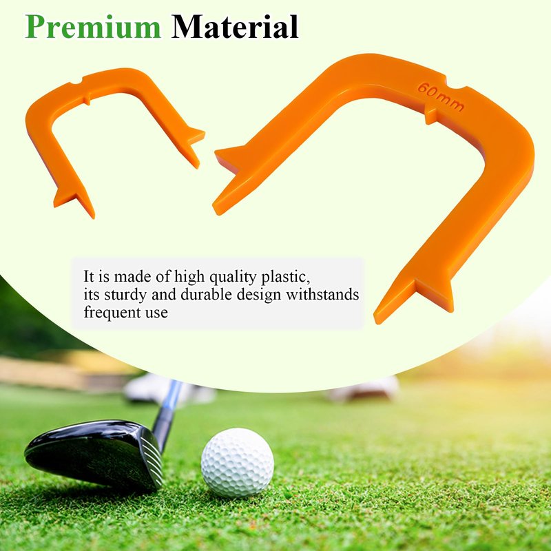2 Pcs Align Putting Gates Practice Set for Providing Alignment & Accuracy Assistance, Golf Putting Practice Aid, Alignment Tool, Golf Putting Mat Trainer for Use on the Green, 60mm W Orange
