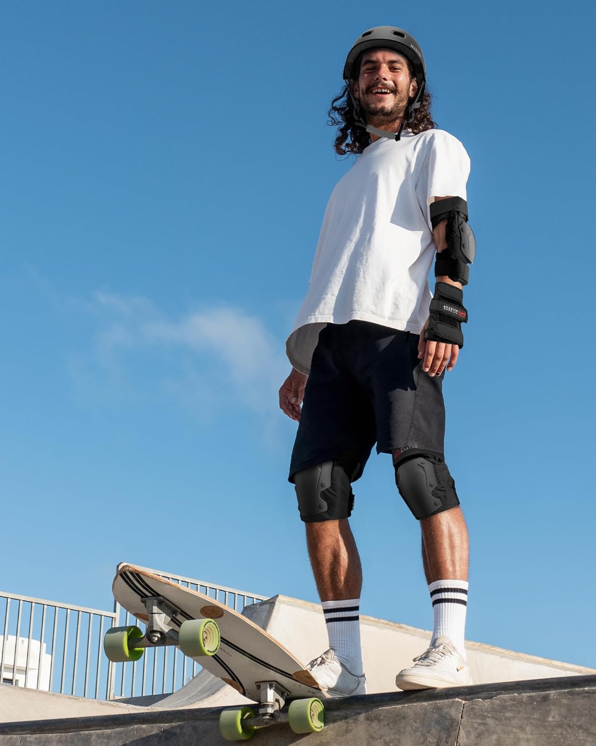 OutdoorMaster Skate Protective Gear Set - Helmet, Knee & Elbow Pads with Wrist Guards for Skating | Adult & Youth