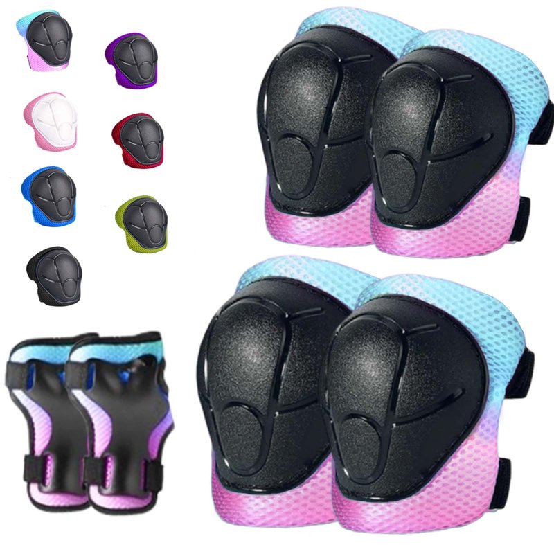 HocIece Kids/Youth Knee Pads for Kids 3-14Years Boys Girls 6 in 1 Kids Protective Gear Set Adjustable Knee Pads, Elbow Pads, for Skating Cycling Bike Rollerblading Scooter Roller Skates