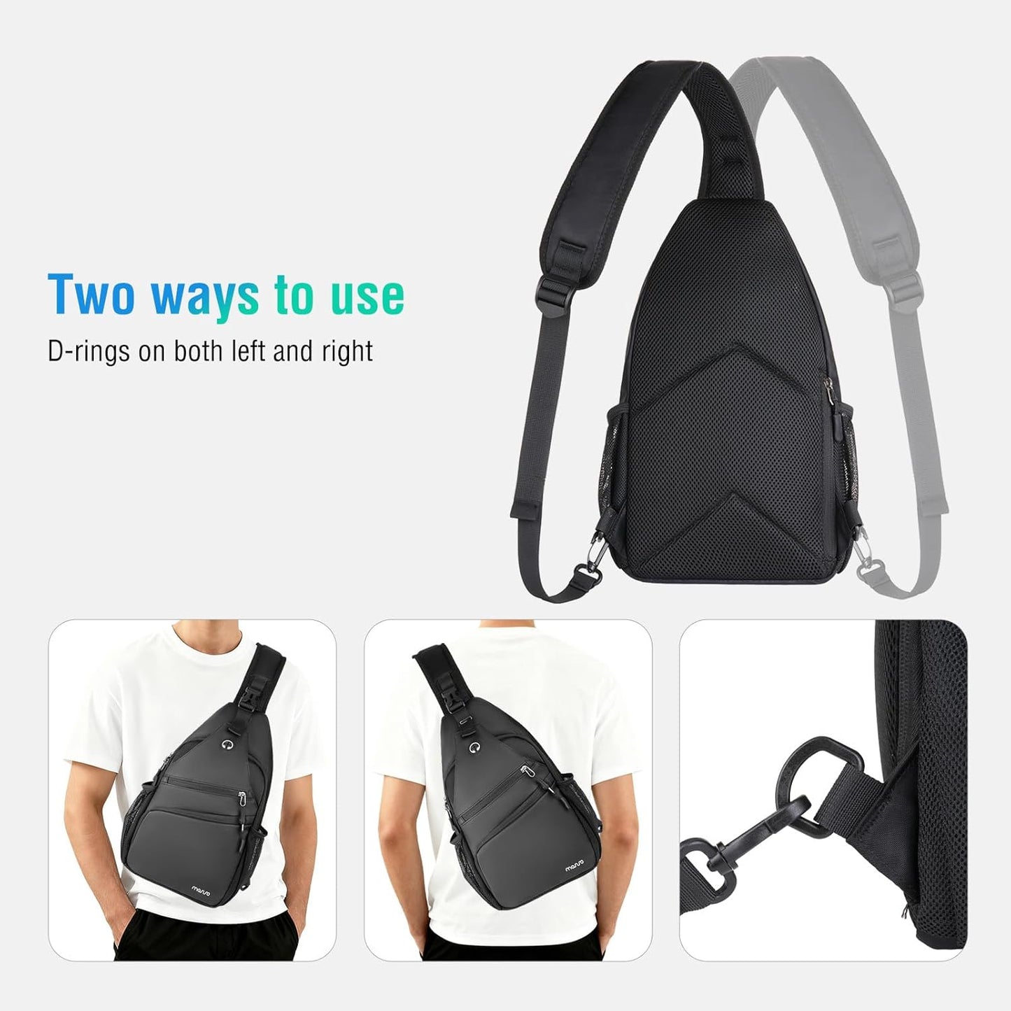 MOSISO Crossbody Sling Bag - Versatile Travel Backpack for Men | Compact Black Chest Bag with Front Pocket