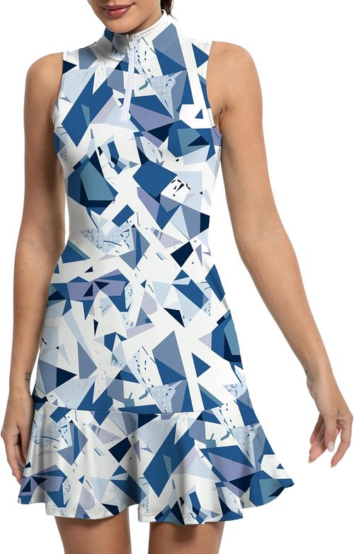 GGOV Tennis Dress - Women's Athletic Golf Dress with Sleeves, Inner Pocket & Zip-Up Collar | Stylish & Functional