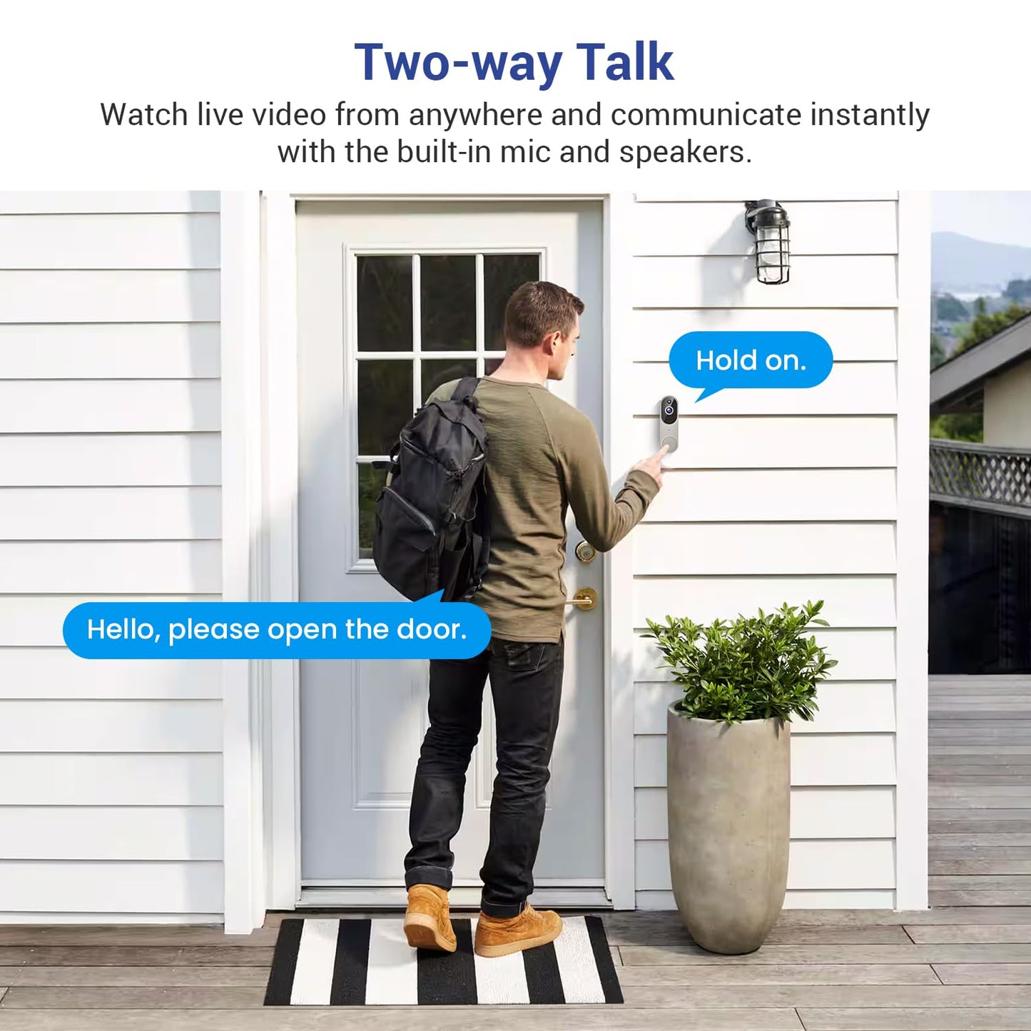 SwagBuzz 1080p Wireless Video Doorbell Camera with Night Vision, Two Way Audio and AI Motion Detection, 2.4G WiFi, Cloud Storage, Battery Powered