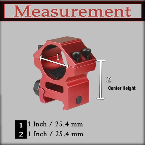 Gotical Tactical Rifle 1 Inch Scope Rings 25.4mm/ 2PCs 1 Scope Rings Low Profile Scope Mounts for 20/21 mm Weaver Picatinny Rails Light Weight No Slip Set of Two (Red)