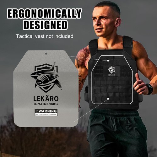 8.75 lb Curved Weighted Vest Plates for Men and Women - 1 Pair Ergonomic Contoured Steel Plates - High-Density Build for Weighted Vests, CrossFit, Hero WOD and Rucking