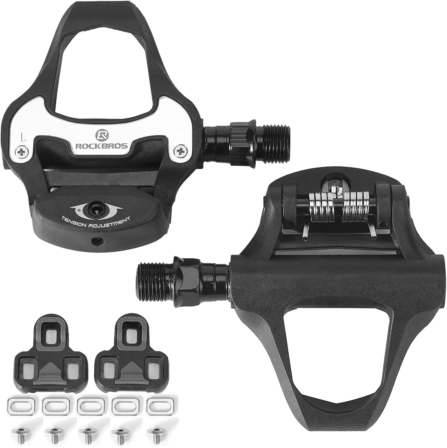 ROCKBROS Clipless Bike Pedals Set - Compatible with Look KEO | Durable Road Bicycle Cleats