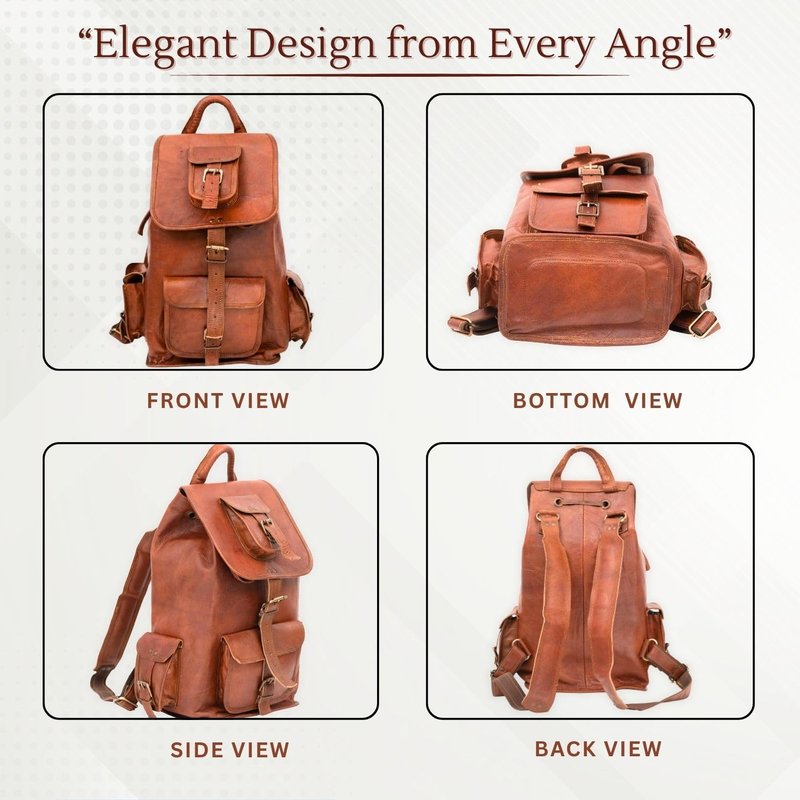 Shy Shy Let's Touch The Sky Rustic Vintage Leather Backpack Travel Rucksack knapsack Daypack Bag for Men Women Brown (24 inch)