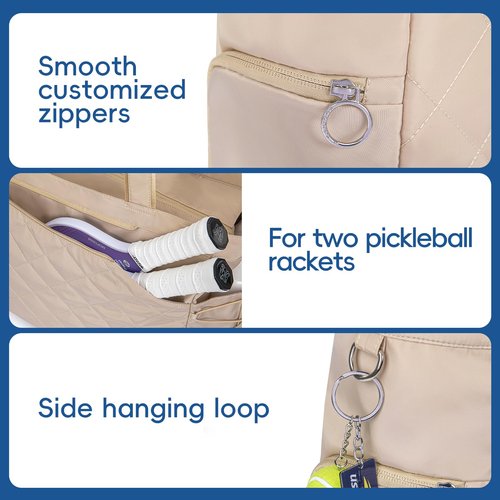 KAVIGOR Tennis Tote Bag with Shoe Compartment - Extra-Large Quilted Pickleball Bag Holds 2-4 Rackets, Water-Resistant & Lightweight for Men & Women