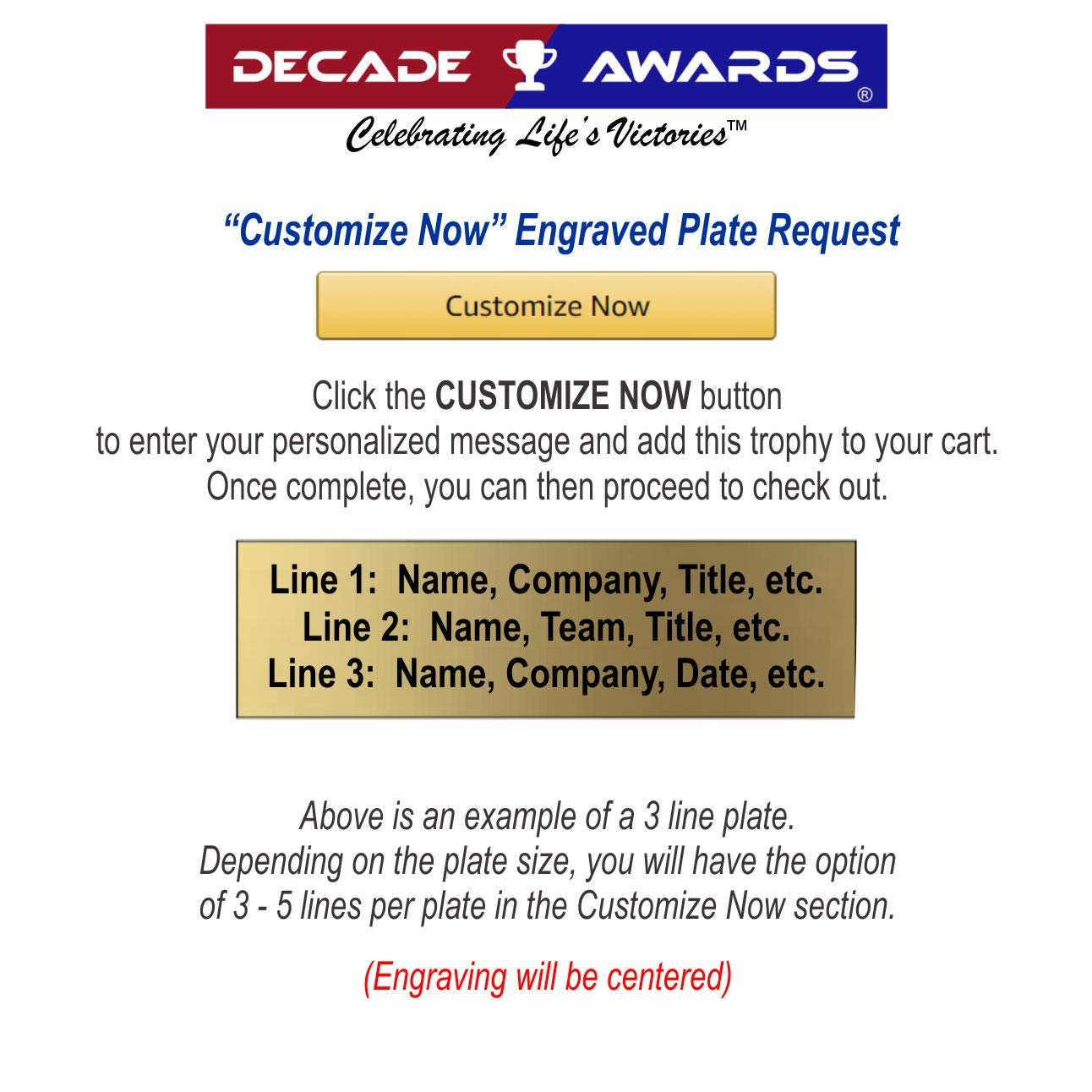 Decade Awards Graduate Trophy - Engraved Commencement Award -3D Gold Sport Stars - Customize Now - - 6.25 Inches Tall