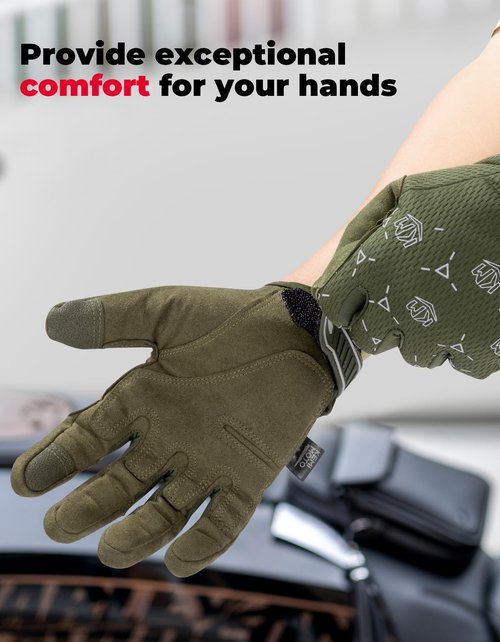 KEMIMOTO Tactical Gloves, Breathable Touchscreen Outdoor Full-Finger Gloves for Men Women for Cycling, Biking, Safety Work, Mechanic, Gardening, Yard Work 2025