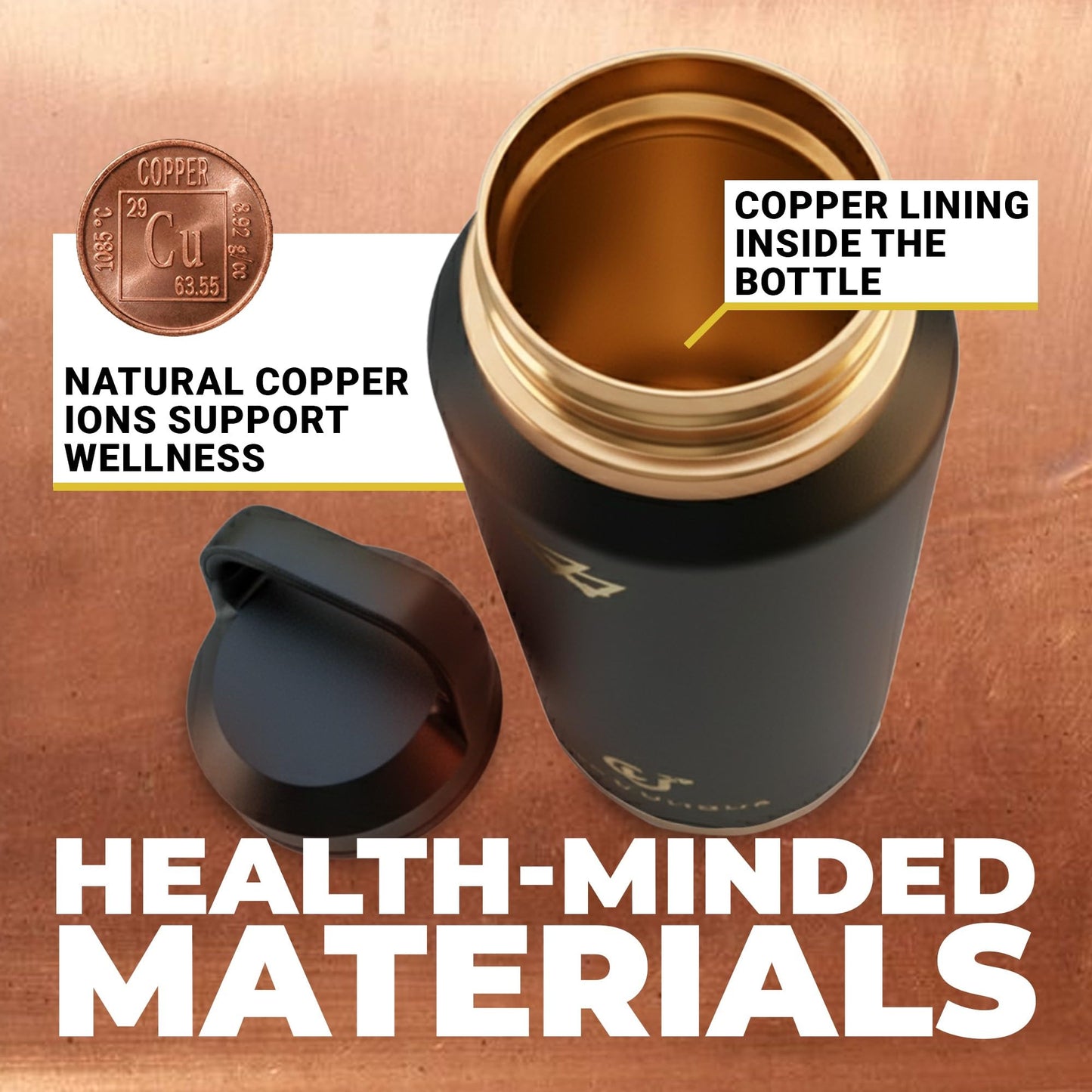 cuprumqua copper infused Water Bottle (black)