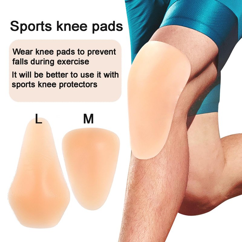 POMAMZ Silicone Knee Pads,Adhesive Knee Brace KneePad for Skiing Skating,Snowboarding,Ateboarding,Roller Skating,Rollerblading,Dancing,Unisex,Skin,M
