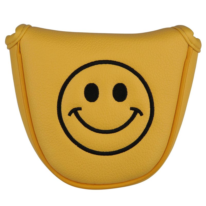 Golf Club Mallet Center Shaft Putter Head Cover Soft Leather with Embroidery Magnetic Closure (Yellow)