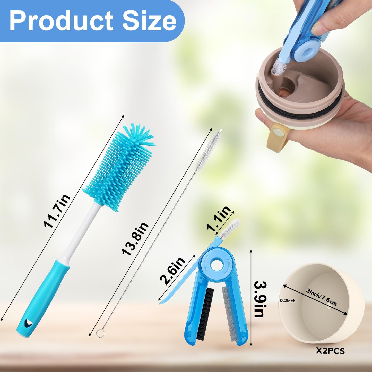XANGNIER 5 Pcs Water Bottle Cleaner Brush Set for Owala 30oz & 40oz Freesip Sway Cup,Silicone Boot Protector,Multifunctional Bottle Brush and Straw Cleaner Brush,Cleaning Kit for Owala Accessories