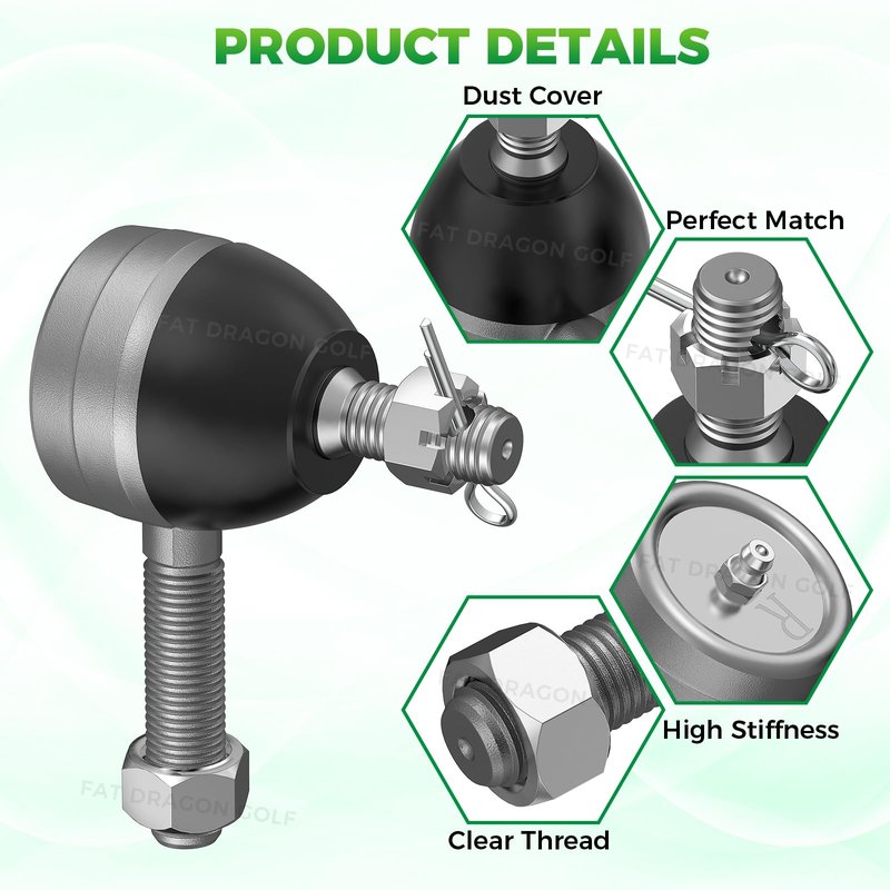 Panglong Golf Cart Ball Joint Kit-Club Car DS Tie Rod End Set of 3, Club Car DS Tie Rod End with Grease Fitting Suitable for 1976-2008 Club Car DS Golf Cart, OEM# 7540, 7539