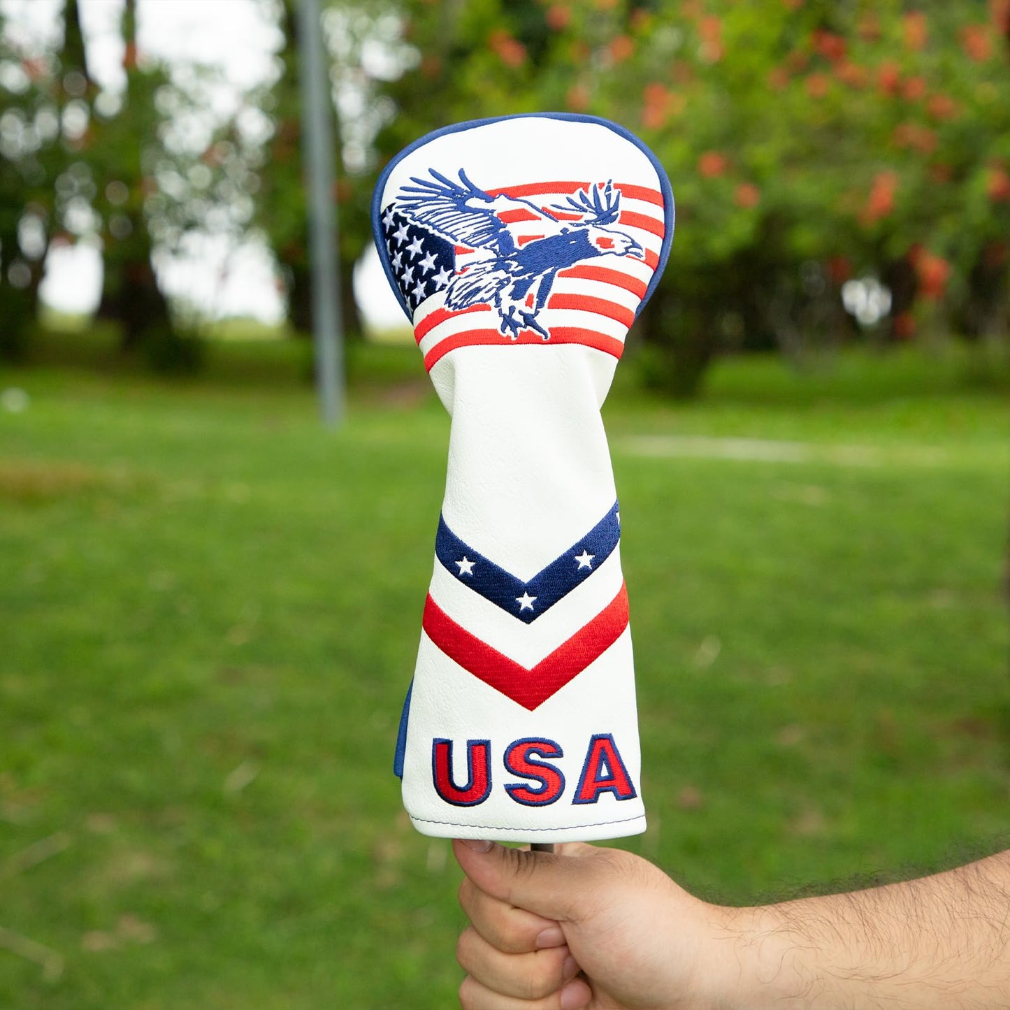 brdejc Golf Club Cover USA Eagle Putter Cover Driver Covers Fariway Wood Headcover Hybrid Cover Blade Putter Headcover Leather Golf Headcovers for All Brand (for Driver)