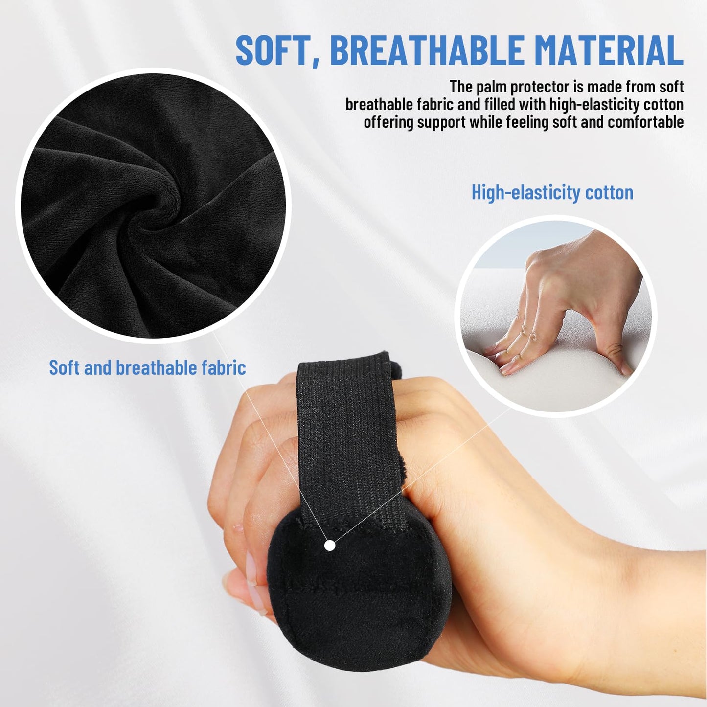 TYYIHUA Palm Protector Palm Grips Hand Contracture Cushions with Elastic Band & Finger Sepereter, for Stroke Hand, Arthritis Parkinson Dementia (1)