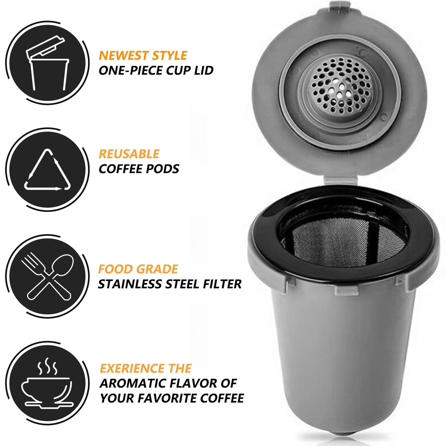 Reusable Filter Cup for Cuisinart，Compatible with SS-RFC Single Serve Brewer Coffe Maker (1 Pack with 2 Mesh Filters)
