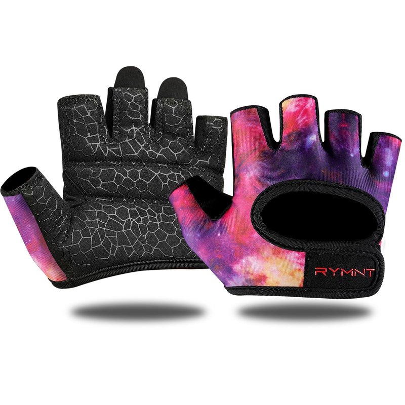 RYMNT Minimal Weight Lifting Gloves,Short Micro Workout Gloves Grip Pads with Full Palm Protection & Extra Grip for Men Women Weightlifting,Gym,Exercise Training.Galaxy-Medium