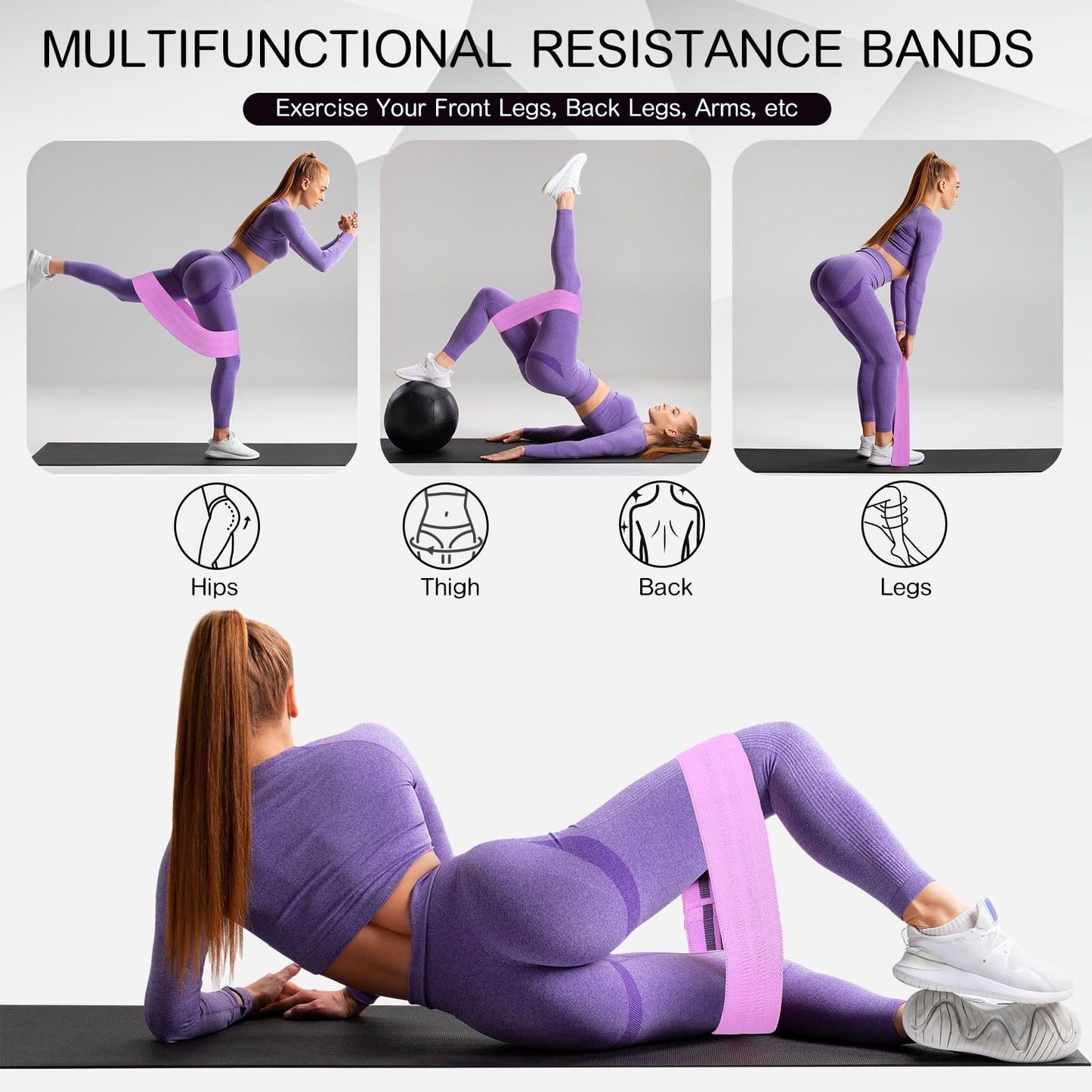 Shappy 20 Pcs Fabric Resistance Bands for Working Out Women Men 5 Levels Non Slip Stretch Workout Bands for Hip Thigh Booty Elastic Exercise Bands for Leg Pilates Squat Yoga Pull Up Workout