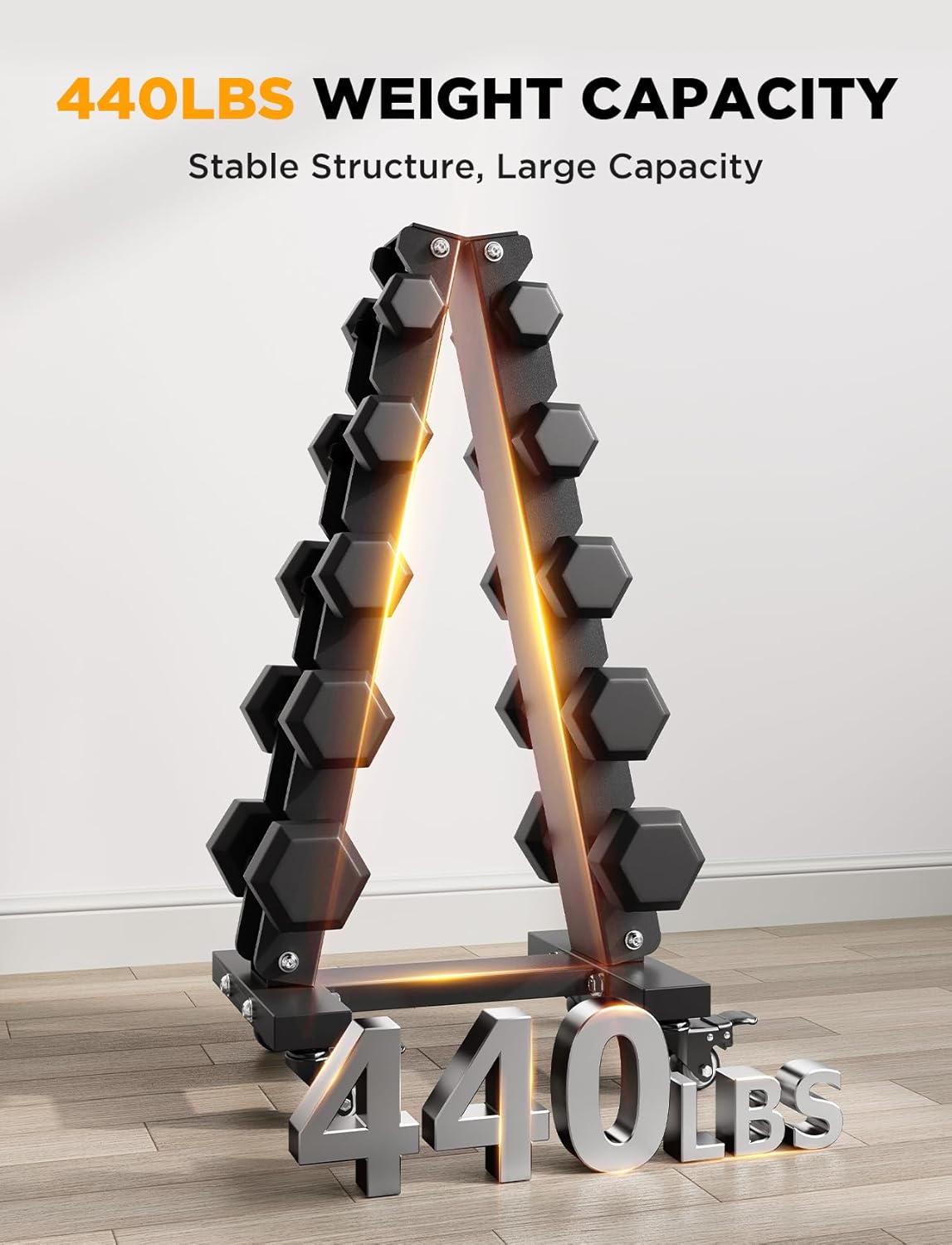 YOLEO Dumbbell Rack - Heavy Duty 3 & 5 Tier Weight Storage Organizer | Space-Saving Home Gym Stand - 1100LBS Capacity