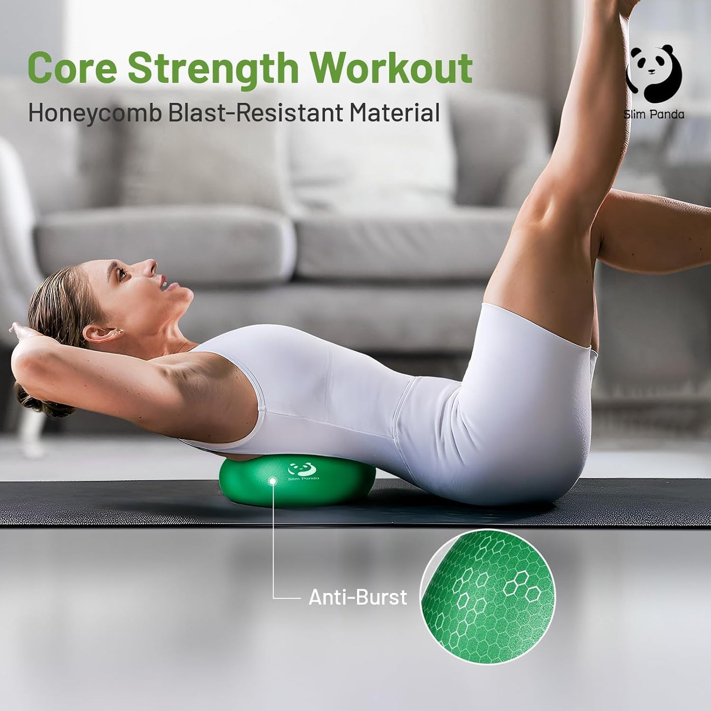 Slim Panda Pilates Ball - 9 Inch Anti-Burst Mini Yoga Ball for Stability & Core Strength