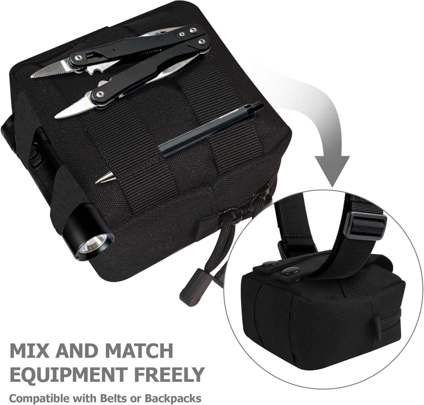 Skiennix Mini Tactical Molle Pouch - Compact Utility Tool Organizer | 2 Pack, Versatile Design
