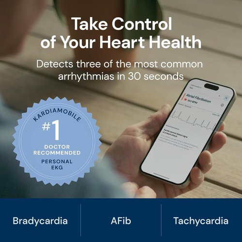 KardiaMobile EKG Monitor - FDA-Cleared, Bluetooth Enabled, Portable Card-Sized Heart Monitor | No Subscription Needed