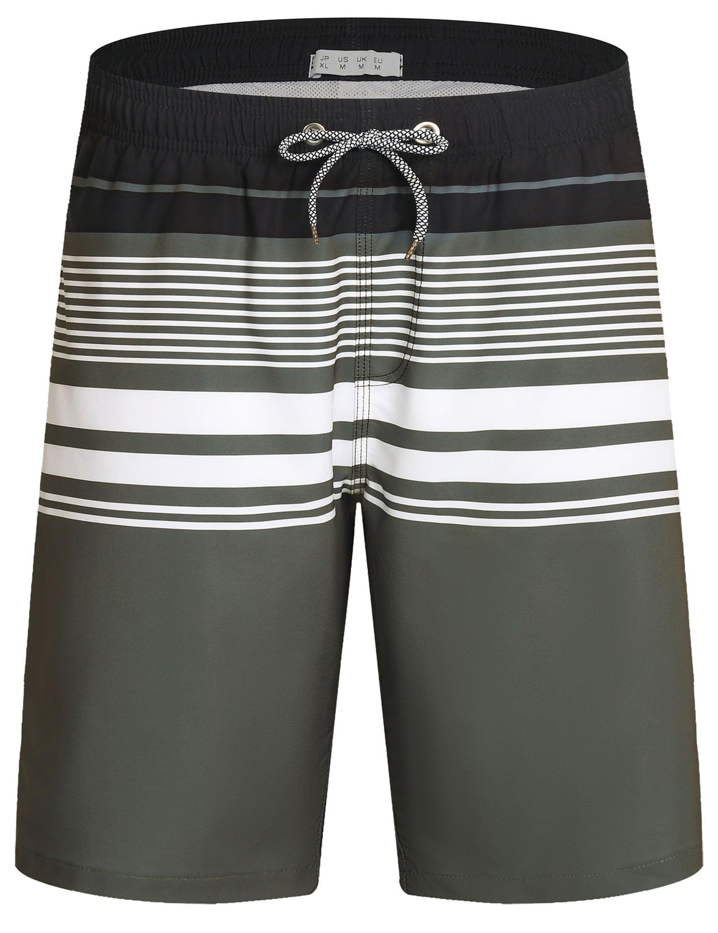 ELETOP Men's Swim Trunks Quick Dry Bathing Suit Swimming Board Shorts Mesh Lining Beach Swimwear Stripe Grey XL