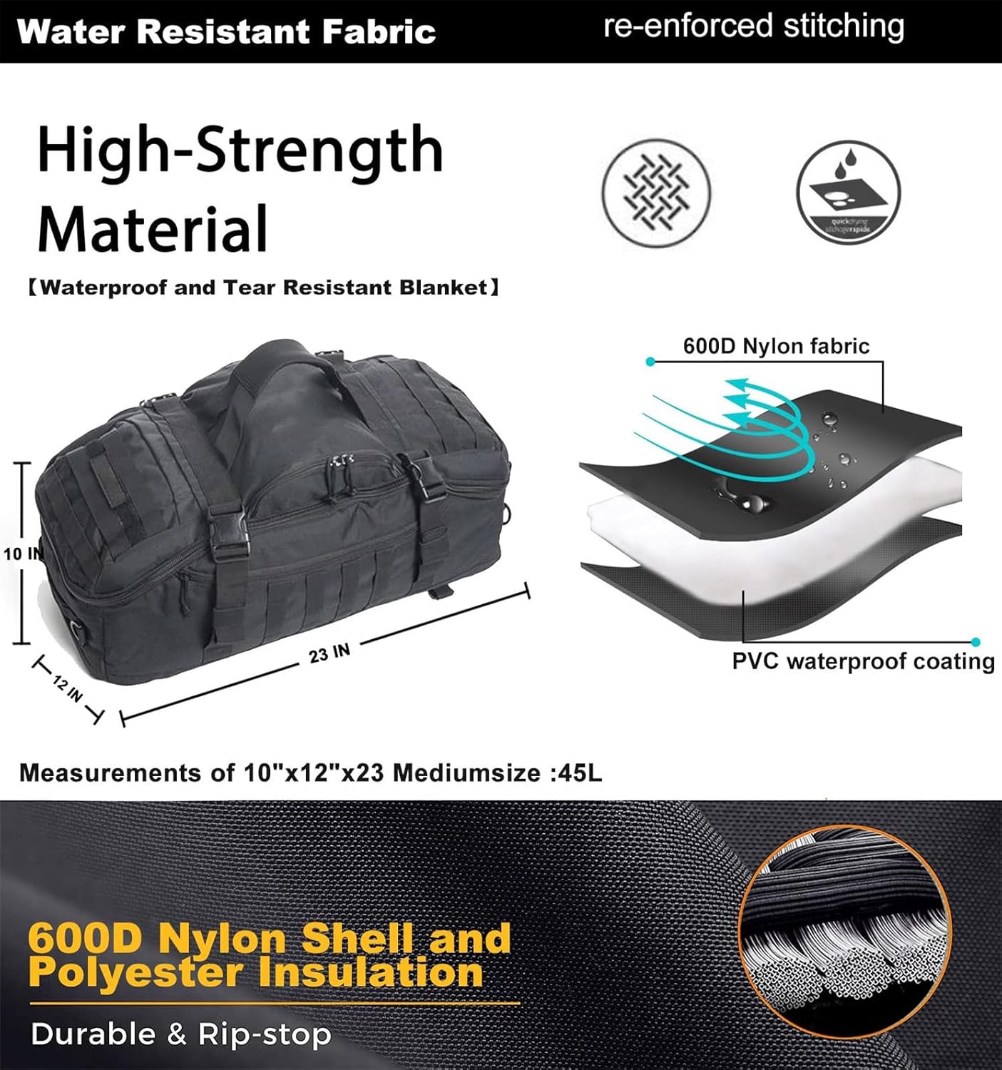 Miramrax Gym Bag | Waterproof Duffle Backpack for Men & Women - Ideal for Travel, Sports & Workouts