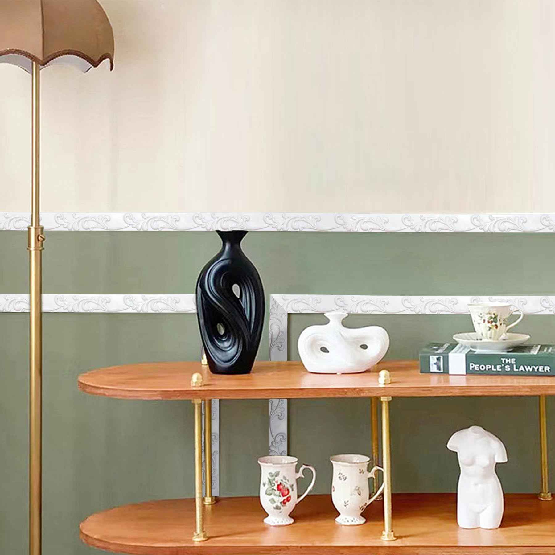 Paintable Peel and Stick Wall Molding Trim, Flexible Strip for Mirror Frame, Chair Rail, Cabinet, Picture Frame and Home DIY Decoration (16.4 ft x 1 inch)