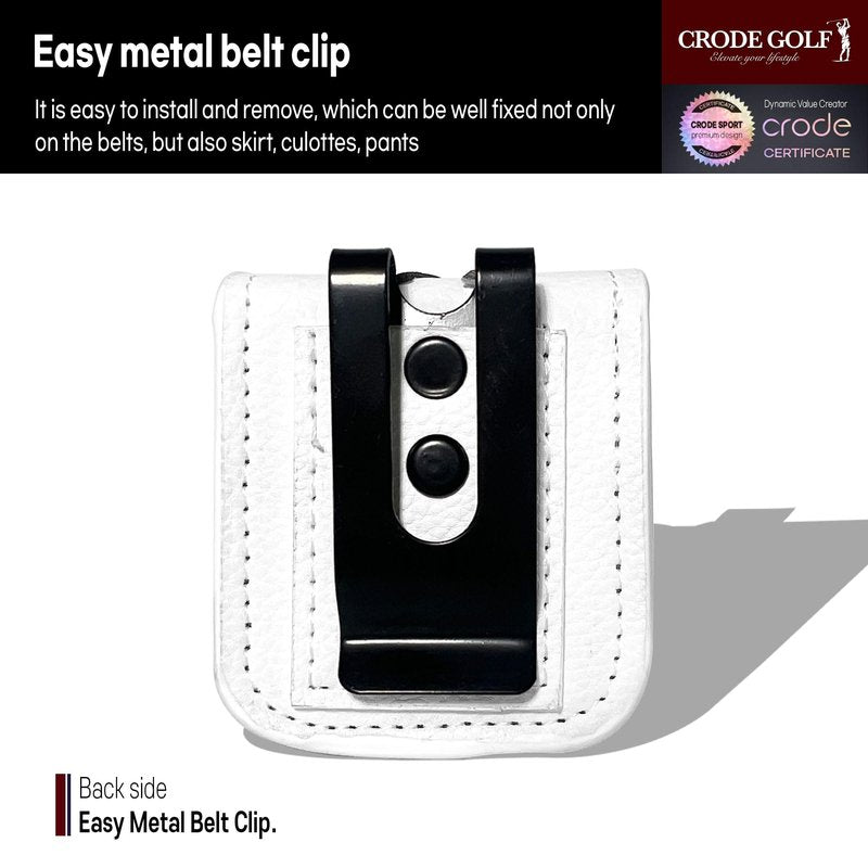 CRODE Golf Ball Bag and Tee Holder with Ball Marker, 3 in 1 Golf Ball Storage Carry Pouch, Premium Leather (1-Ball)