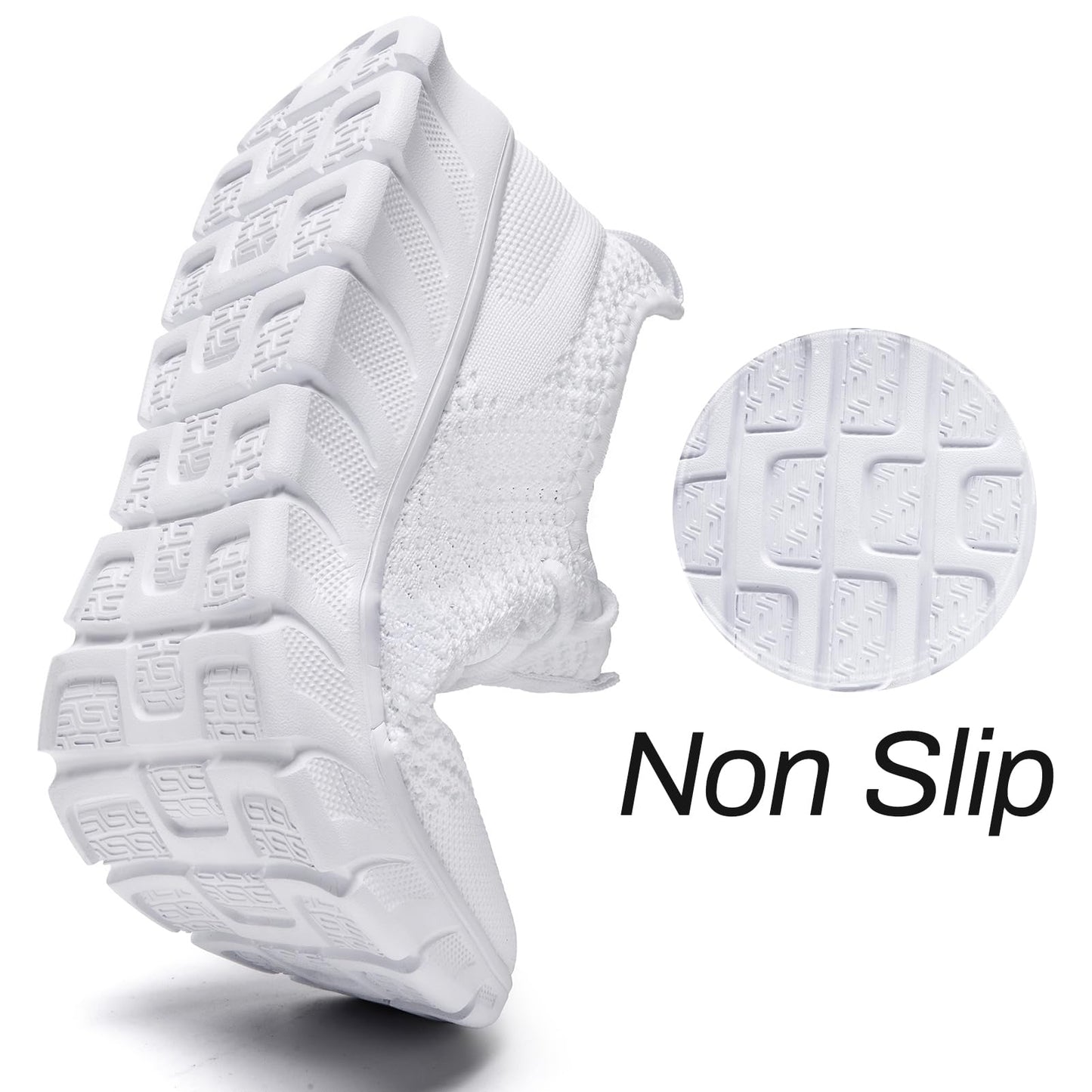 CMNZHK Men Running Tennis Shoes Gym Fashion Sneakers Walking Workout Shoes Athletic Slip on Breathable Mesh Comfortable Lightweight Casual Sport Shoe White 11