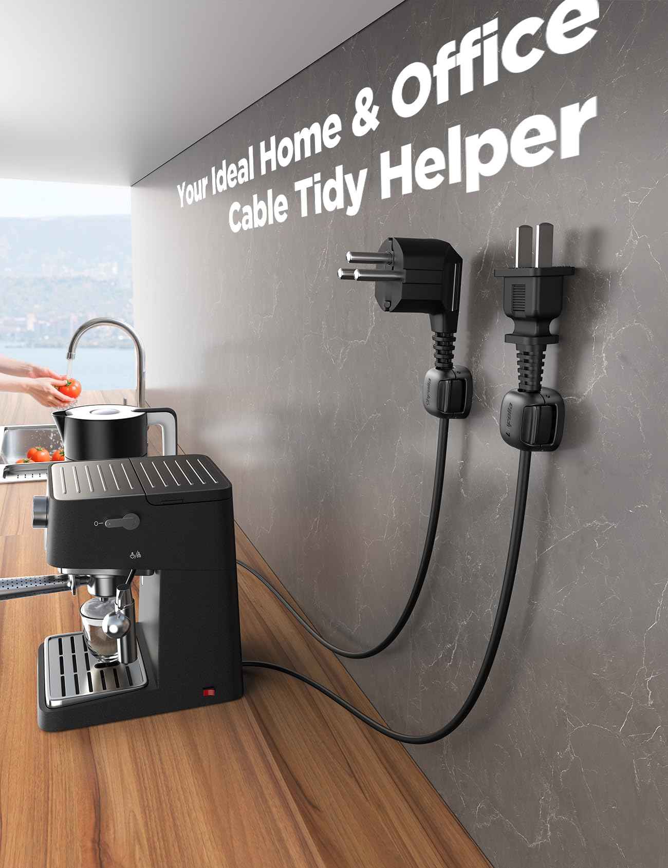 6Pack Cord Organizer - Chfeila [Dual Spring & Clasp Lock] Cable Management Clips, Adhesive Phone Charger Keeper, Compact Wire Holder for Nightstand/Car, Home Office Desk Accessories Decor Essentials