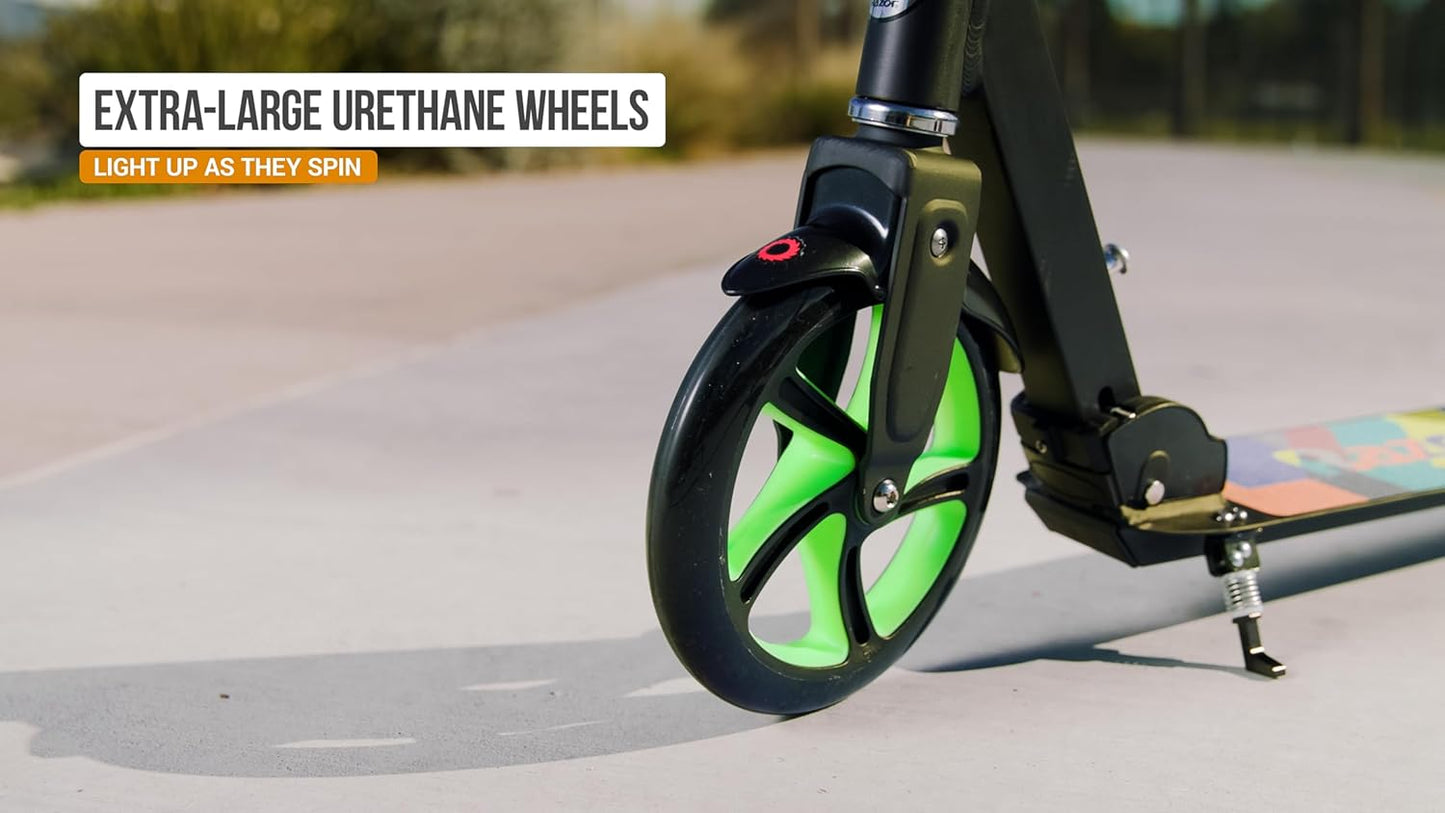 Razor A5 Lux Kick Scooter - Durable 8" Urethane Wheels, Anodized Finish, Bold Colors | For Kids Ages 8+