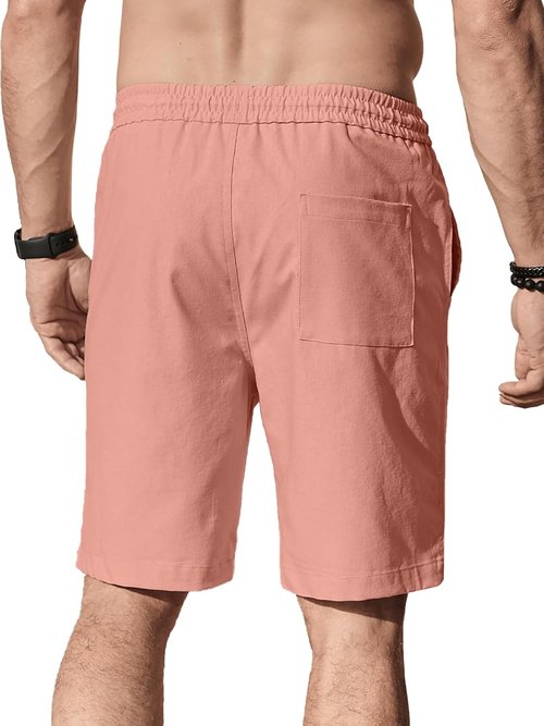 Comdecevis Men's Linen Shorts - Casual Elastic Waist with Pockets | Perfect for Summer Beach & Yoga