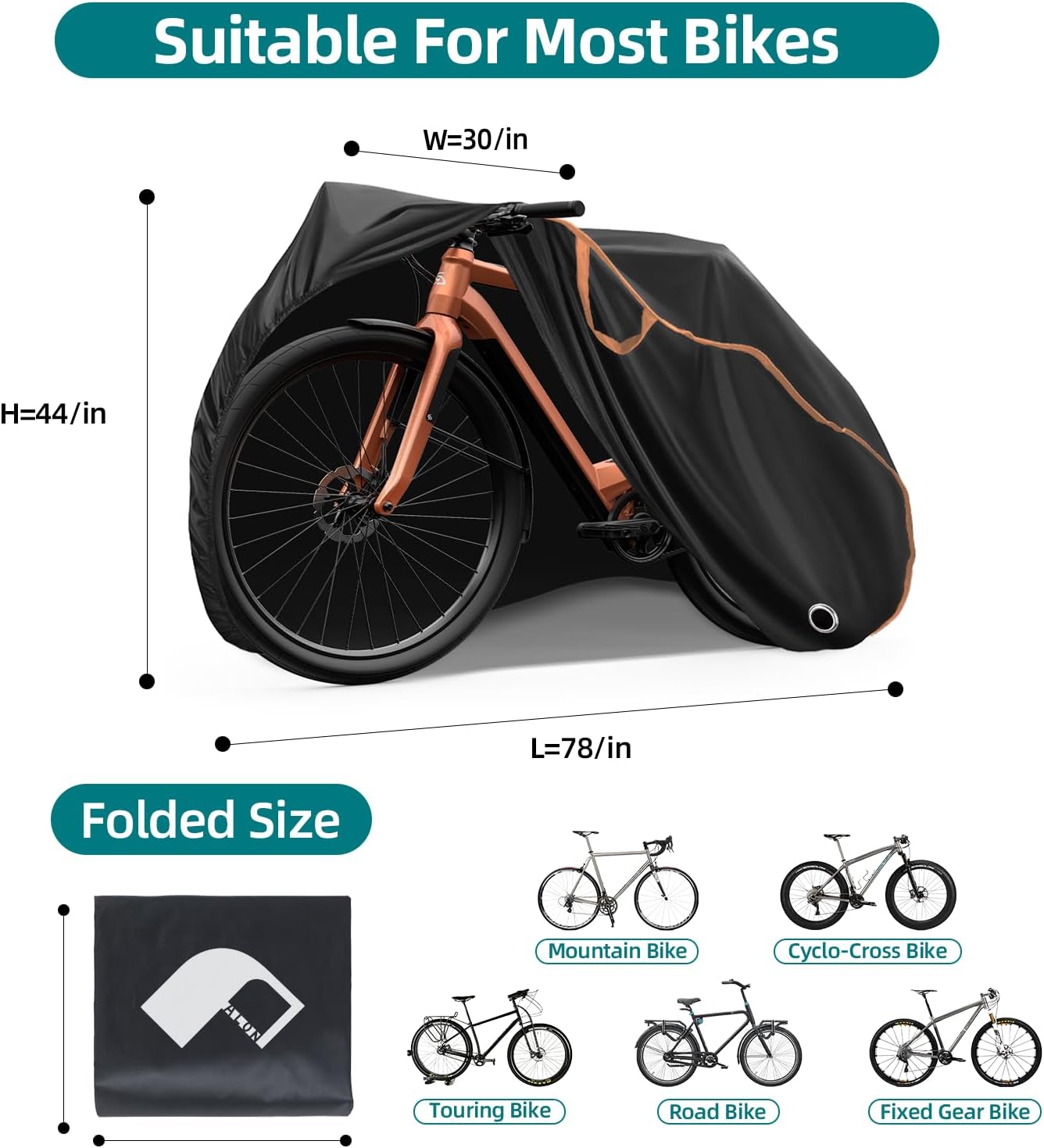 PALON Bicycle Cover - Waterproof Outdoor Storage for 1-3 Bikes | Sun & Wind Protection with Lock Holes