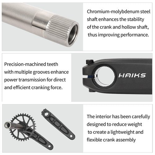 HAIKS 1x Mountain Bike Crankset 170mm with 36T Chainring & Bottom Bracket - 6061 Alloy Hollowtech Crank, Narrow-Wide Teeth, Compatible 8-12S (BSA24/BB92/PF30/BB30/T47)