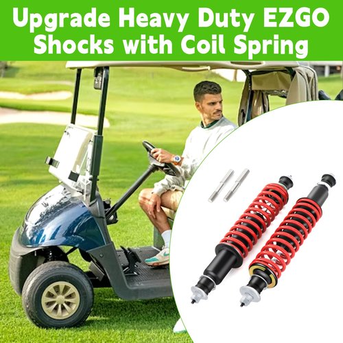 Golf Cart Front and rear shock absorbers with red coil springs,Fits EZGO Medalist/TXT 1994+ Newer G&E,OEM# 70928-G01 76418-G01