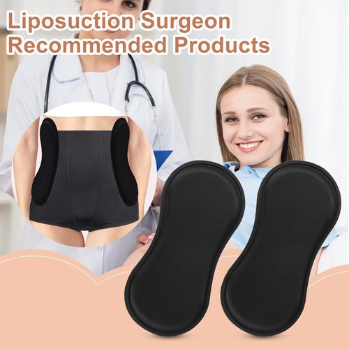 Lyreh 2pcs Abdominal Side Compression Boards, 11.81x5.51x0.47in Sponge Material Lipo Foam Lateral Protectors for Post Surgery Recovery Waist Filling Skin Anti-Sagging(Black)